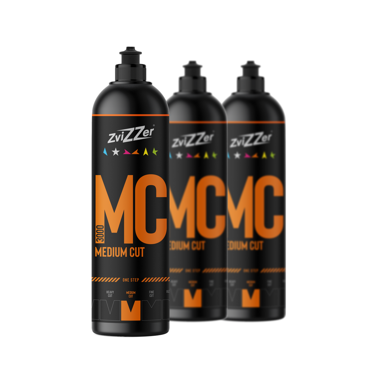 ZviZZer MC 3000 "Medium Cut" (Orange) — One-Step-Politur 750 ml / 3er-Set