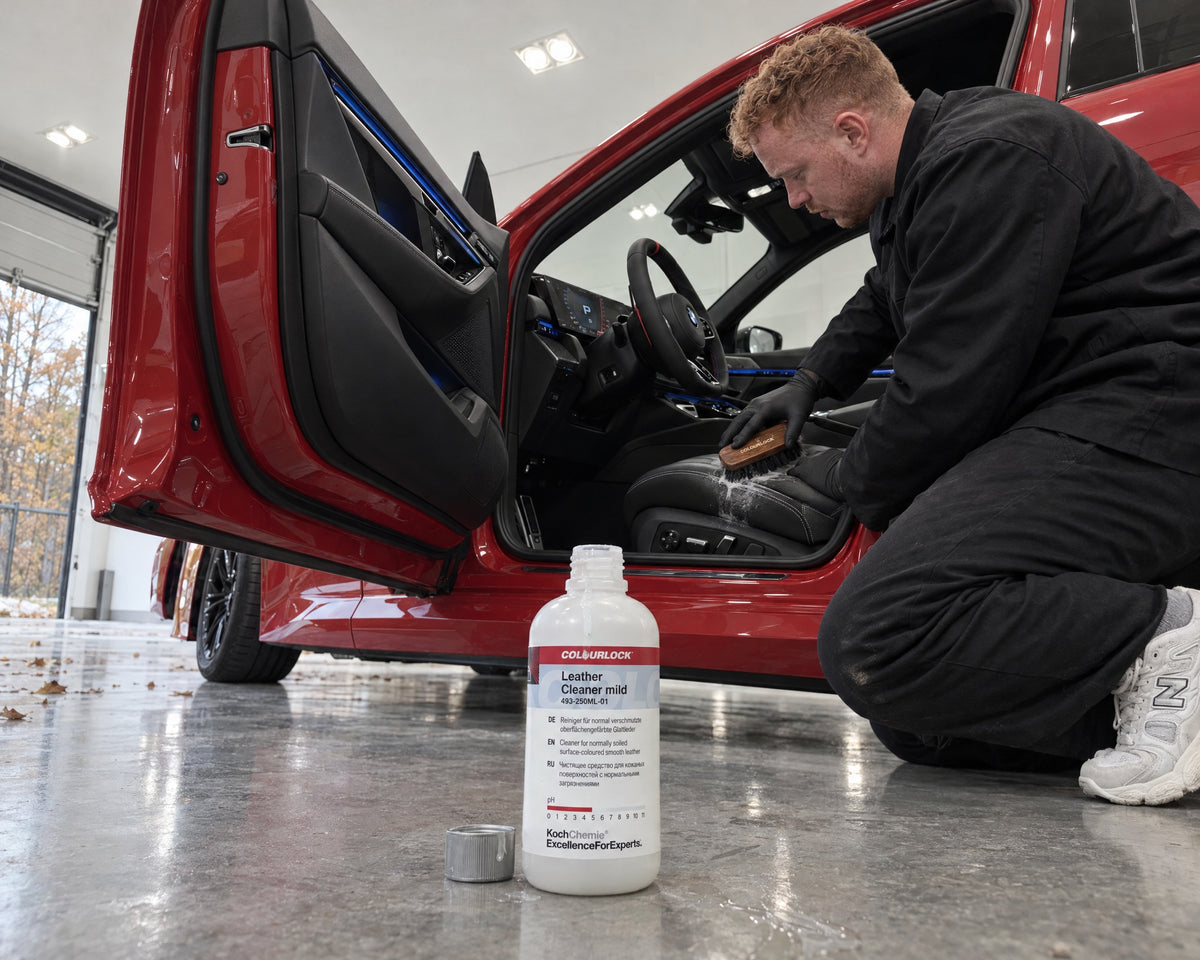 Detailing1 Hero: Lederreiniger — Glattleder im BMW reinigen mit COLOURLOCK Leather Cleaner Mild (Desktop)