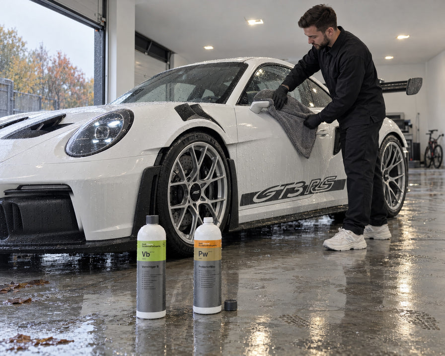 Detailing1 Spotlight: Herbstwäsche mit Koch-Chemie Vb und Pw, THE COLLECTION Aqua Trockentuch am Porsche 911 GT3 RS