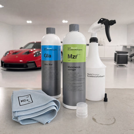 Detailing1 Auto-Reinigungsset "Innenraum" — Koch-Chemie Mehrzweckreiniger „Mzr“ 1 Liter + Dosing Cap + Koch-Chemie Glas Star