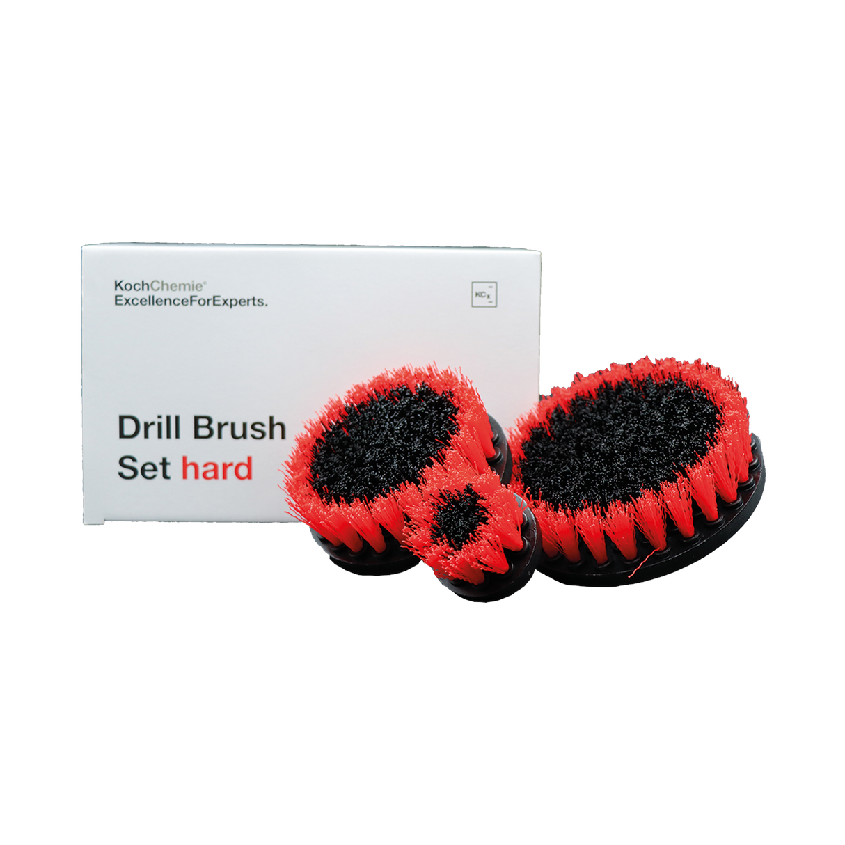 Koch-Chemie Drill Brush Set "Hard" — Harte Bürstenaufsätze für Bohrschrauber (Rot) 3-teiliges Set / Hard (Hart) / Rot