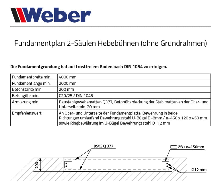 "QSD-4000A" 2-Säulen Hebebühne Weber-Klassik-Serie bis 4000kg